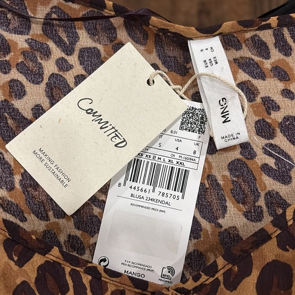 Mango Kendal brown animal print blouse size S - Picture 5 of 5
